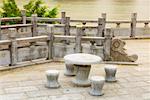 Stone Table and Chairs Near Li Jiang River, Yangshuo, Guangxi Province, China