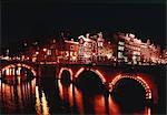 Netherlands, north Holland, Amsterdam, canal by night