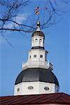 Vue faible angle du clocher d'un bâtiment, Annapolis, Maryland, USA