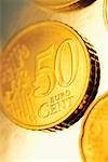 Nahaufnahme einer fünfzig Eurocent-Münze