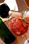 Close-up of wine being poured into a wineglass