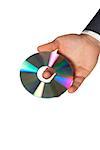 Close-up of a businessman holding a compact disk