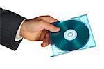 Close-up of a businessman holding a compact disk