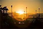 Panoramic view of San Diego Bay at sunset, San Diego, California, USA