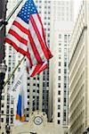 Low angle view of the American flag on a building, Chicago Board of Trade, Chicago, Illinois, USA