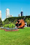 Sculpture displayed in a park, Gateway Park, Chicago, Illinois, USA