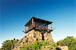 Low angle view of a lookout on a mountain, Mt. Tamalpais State Park, California, USA