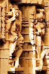 Statue de Pierre sculpté dans un temple, Jaisalmer, Rajasthan, Inde