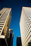 Low angle view of skyscrapers, San Diego, California, USA