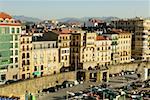 High angle view of cars parked on a street, Spain