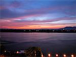 Panoramic view of a river at dusk