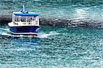 High angle view of a water taxi moving on a river, Chicago River, Chicago, Illinois, USA