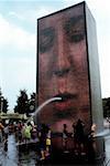 High angle view of a group of people in water, Crown Fountain, Millennium Park, Chicago, Illinois, USA