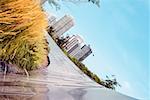 Low angle view of buildings in a city, Aon Center and Two Prudential Plaza, Chicago, Illinois, USA