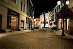 Sidewalk of Rodeo Drive at night, Los Angeles, California, USA