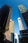 Low angle view of skyscrapers in a city, New York City, New York State, USA