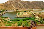 Vue grand angle d'un bâtiment à partir d'un fort, Amber Fort, Jaipur, Rajasthan, Inde