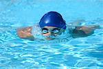 Male Swimmer Gliding Underwater