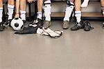 Football team in changing room