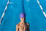 Portrait of Boy by Swimming Pool