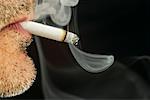 Close Up of Man Smoking Cigarette