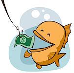 Nahaufnahme eines Fisches mit einem Dollarschein
