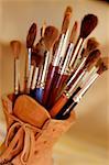 Close-up of paintbrushes in a holder