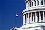 American flag in front of a government building, Capitol Building, Washington DC, USA