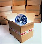 Earth in a box marked fragile