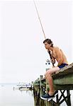 Boy Fishing of Dock