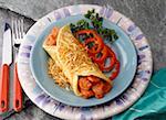 High angle view of omelet ranchero on a plate