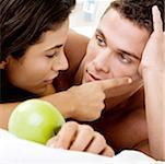 Close-up of a young couple looking at each other