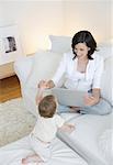 Woman with Son in Living Room