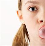 Girl Blowing Bubble with Gum