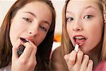 Girls Applying Lipstick