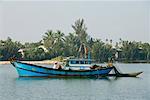 Fishermen Working on Fishing Boat, De Vong River, Hoi An, Vietnam