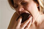 Woman Eating Chocolate Cake