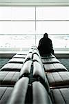 Man Waiting at Pearson International Airport, Toronto, Ontario, Canada