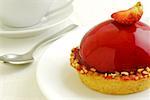 Close-up of a strawberry tart in a plate