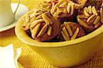 Close-up of almond muffins in a bowl