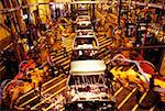 High angle view of robots at work in a plant, GMC Truck Plant, Michigan, USA