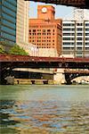 Low angle view of buildings, Chicago, Illinois, USA