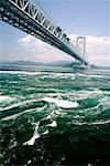 Vue angle faible sur un pont, pont de Naruto, Shikoku, Japon