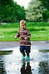 Child Splashing in Puddle