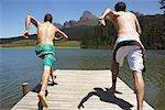 Men Running on Dock