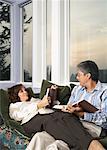 Couple Reading in Living Room