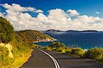 Road and Bass Strait, Wilsons Promontory National Park, Victoria, Australia