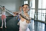 Female ballet dancers exercising