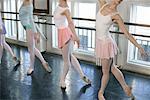 Female ballet dancers standing side-by-side