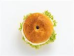 Bagel with cream cheese and salad